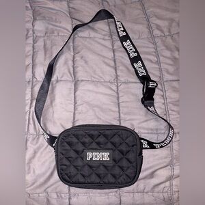 PINK Victoria's Secret Black Quilted Belt Bag
